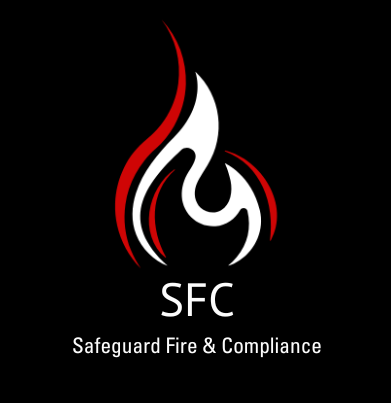 Logo of Safeguard Fire and Compliance on black background